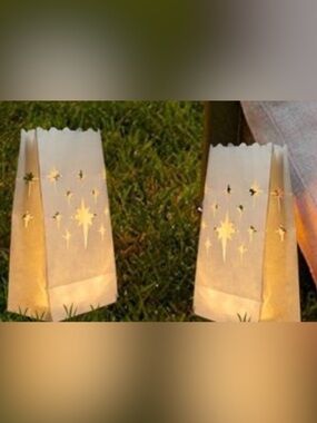 Bundle6❤️items for$20Luminary Bags with Star Cutouts with bulbs - Beige